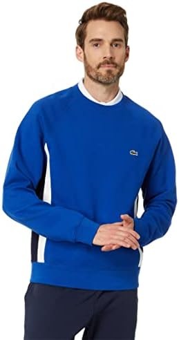 Lacoste 男款長袖寬鬆拼色圓領運動衫
